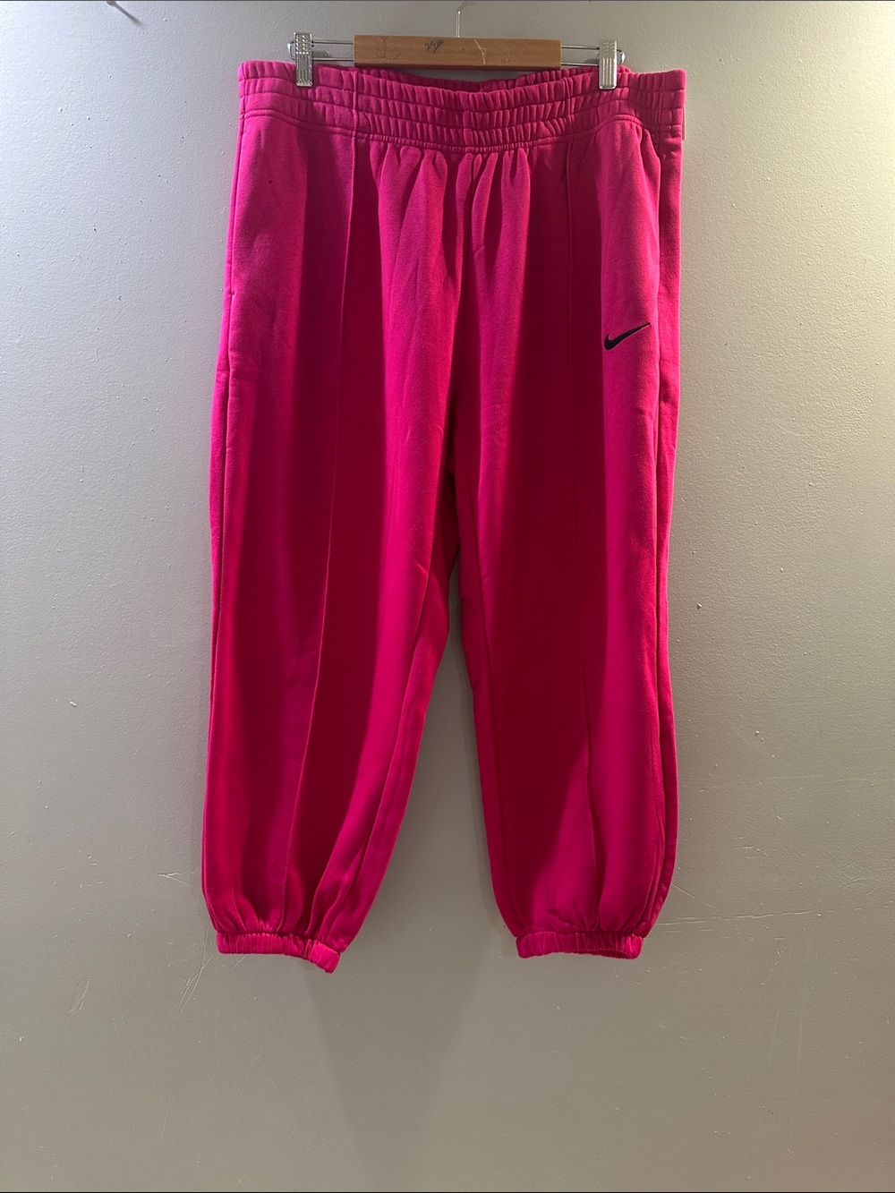 Nike Pink Fleece Joggers with Black Swoosh